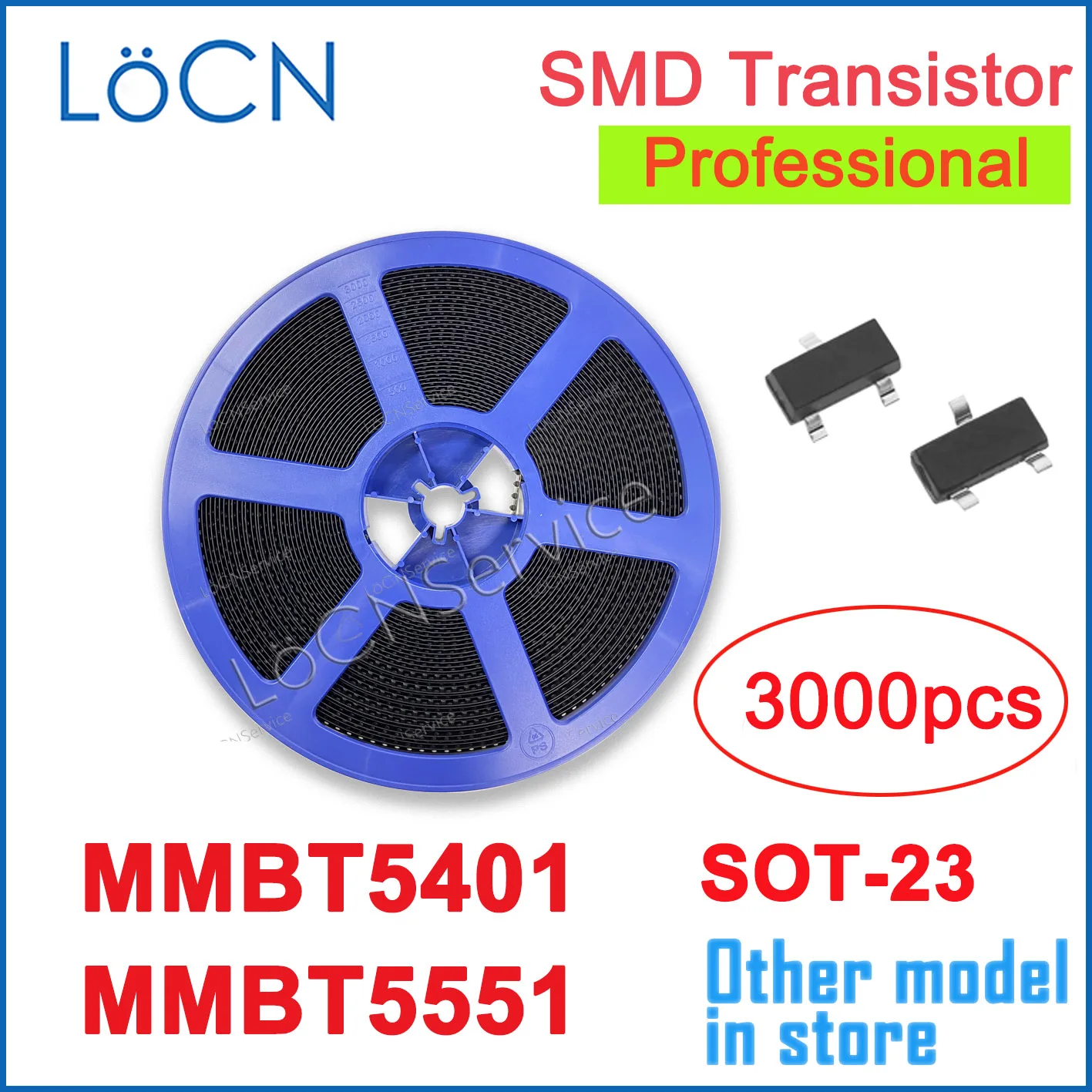 LoCN 3000 Uds MMBT5551 MMBT5401 SOT-23 200mA 600mA 0.2A 0.6A 2N5401 2N5551 Transistor SMD SOT23 gran corriente de alta calidad