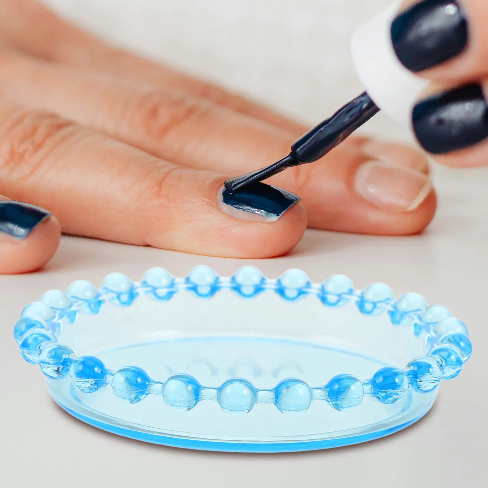 

Nail Art Storage Tray Light Blue Transparent Organizer Rhinestones Crystal Beads Accessories Display Craft Tool Palette Gemstone