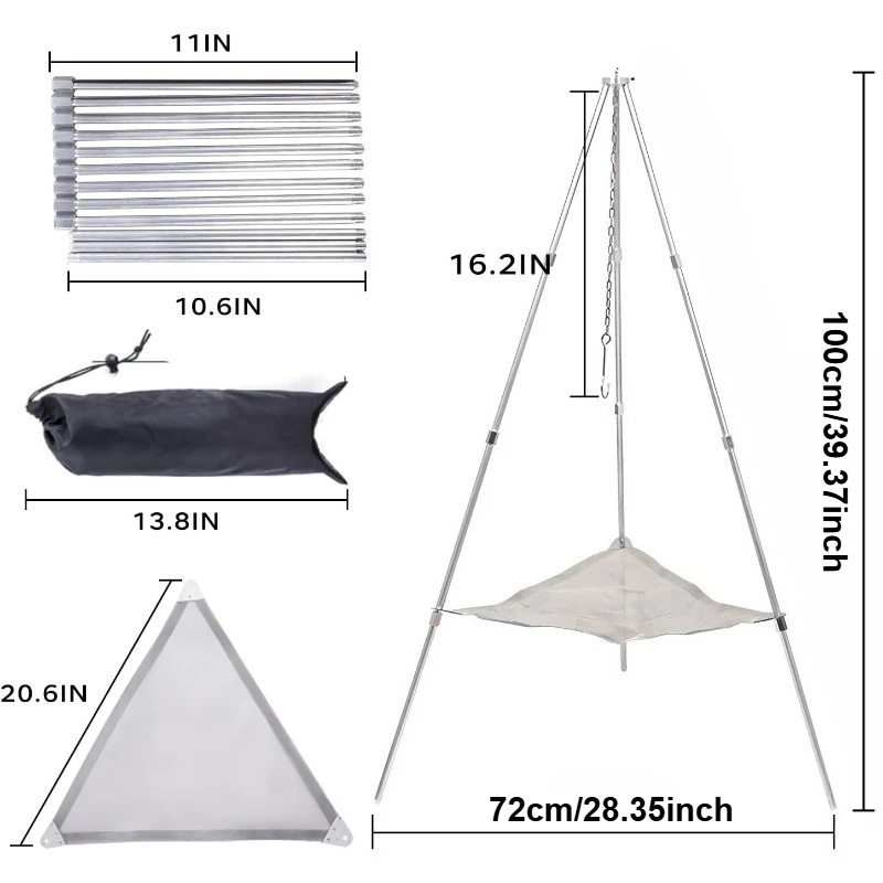 Portable Outdoor Fire Pit Camping Oven Tripod New Upgraded Campfire Pit Collapsible Foldable Mesh Fire Pit Fireplace for Camping