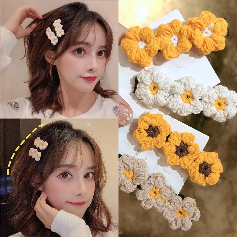 10PCS 2.5CM Hand Hook Three-dimensional Flower DIY Woven Small Flower Home Textile Clothing Hairpin Decoration Accessories