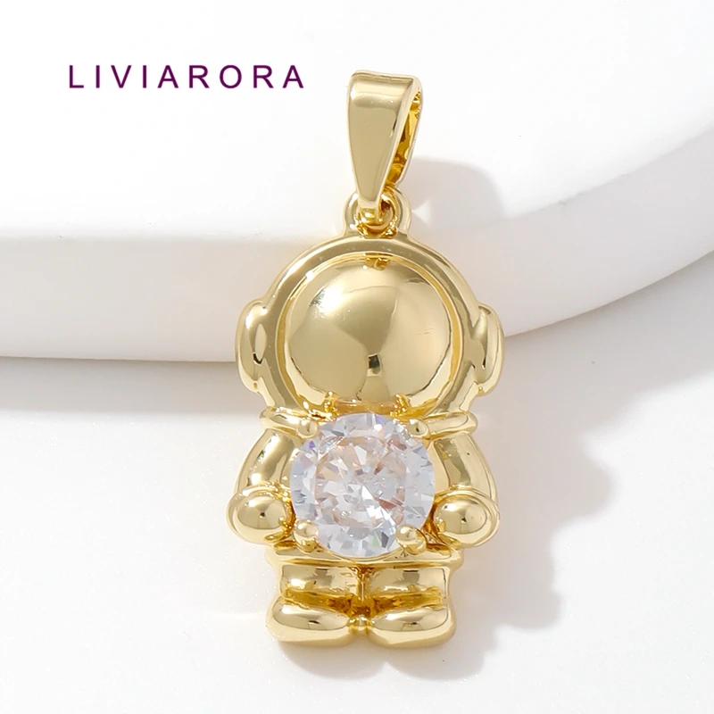 1/2/3Pcs 18K Gold Plated Brass Astronaut Pendant Cubic Zirconia Galaxy Spaceman Charms For DIY Necklace Jewelry Making Supplies