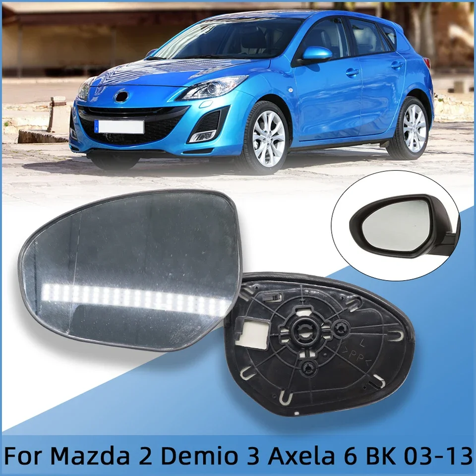 

Left Right Side With Heated Function Outside Rearview Mirror Glass Lens For MAZDA 2 DEMIO 3 AXELA 2009-2013 MAZDA 6 BK 2003-2009