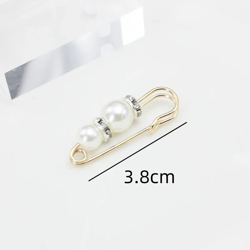 3.8CM Big Small Pearls Beads Fashion Clothing Brooches for Women Lapel Safety Sweater Coat Dress Pins Badge Buckle Accessories