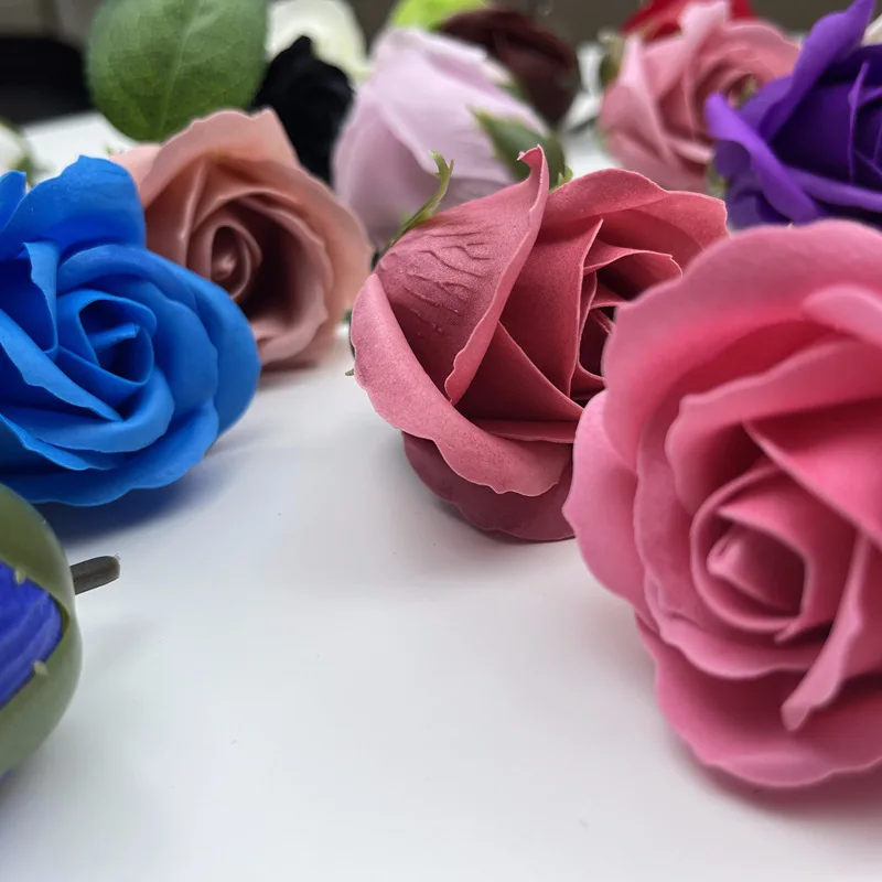 50Pcs Artificial Soap Rose Flower Wedding 4.5cm Decoration Diy Holding Flowers Heads For Weddinng Party Christmas Valentines