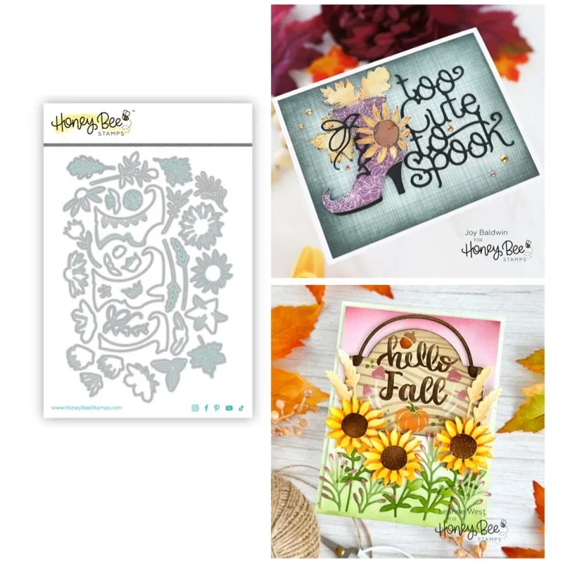 Scaredy Halloween Collection Boden Vogelscheuche Halloween Katze Krähe Fledermaus Tangled Web Metall Stanzformen Stempel Schablone Heißfolie 2024