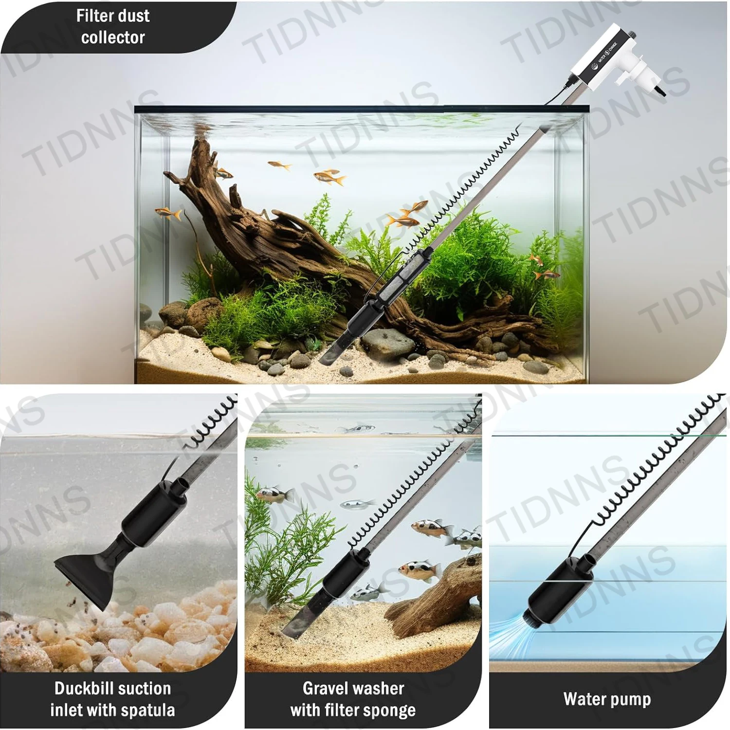 Powerful Suction Aquarium Electric Syphon Operated Fish Tank Sand Washer Vacuum Gravel Water Changer Siphon Filter Cleaner