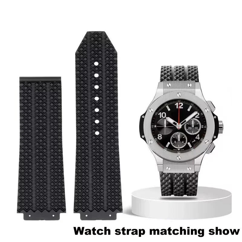 

Watch Band For HUBLOT BIG BANG Classic Fusion Series Silicone 26mm*19mm Men Watch Strap Chain Watch black Rubber Bracelet Chain