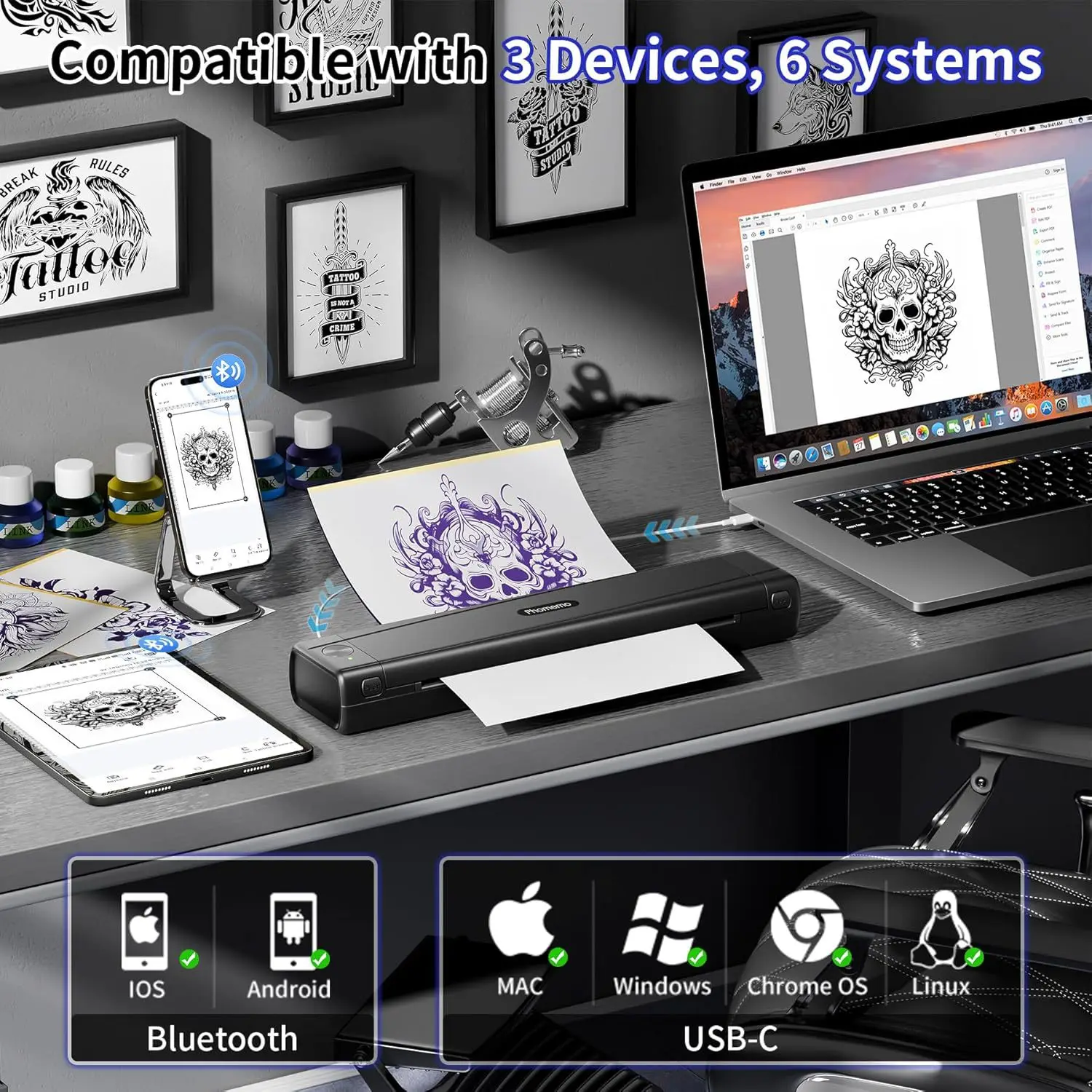 

2025 hot sale PhomemoTP87 Portable Printer Bluetooth Small Professional Tattoo Equipment Thermal Tattoo Transfer Machine