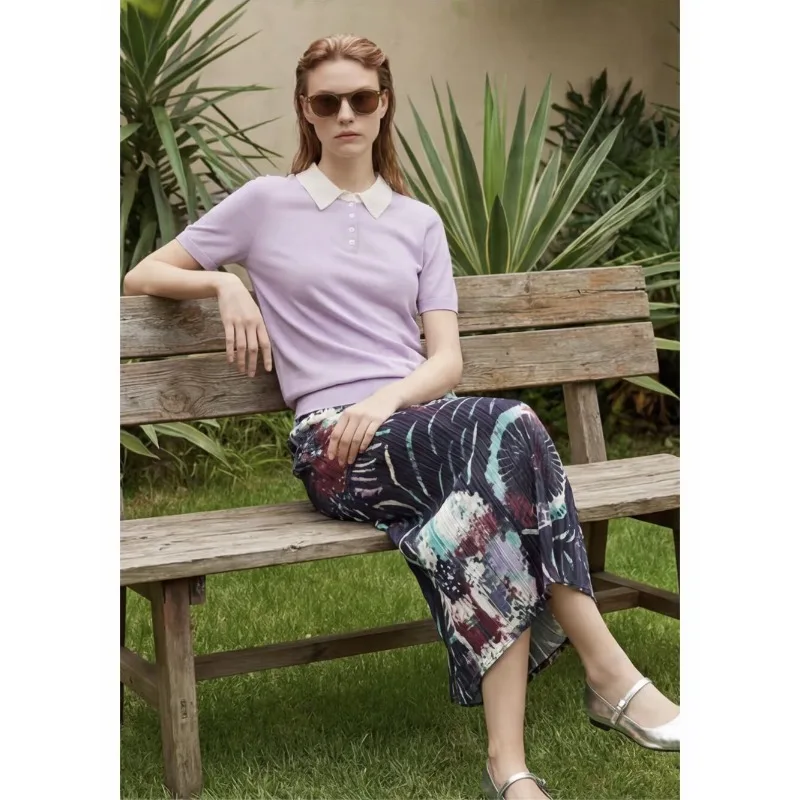 Miyake Pleated 2026 New Summer Original Waist-Cinching Retro Print Pleated Fashion Casual Low-Key Elegant Temperament Skirt