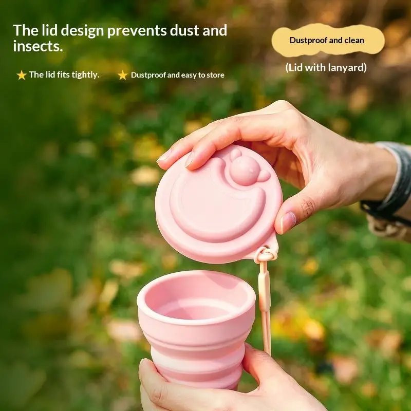 Silicone Foldable Cup Collapsible Telescopic Cute Water Bottle Outdoor Travel Children Cups Teacups Ware Jug Drink Water Cup view 6