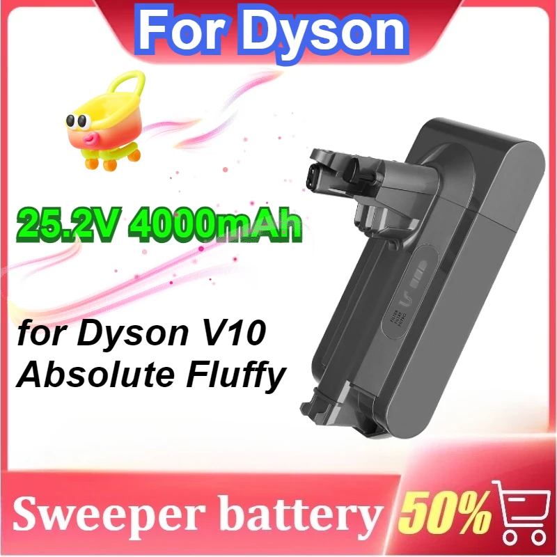 

For Dyson V10 Replacement Battery 25.2V 4000mAh Compatible with V10 Absolute Fluffy SV12 Vacuum Cleaner 969352 - 02