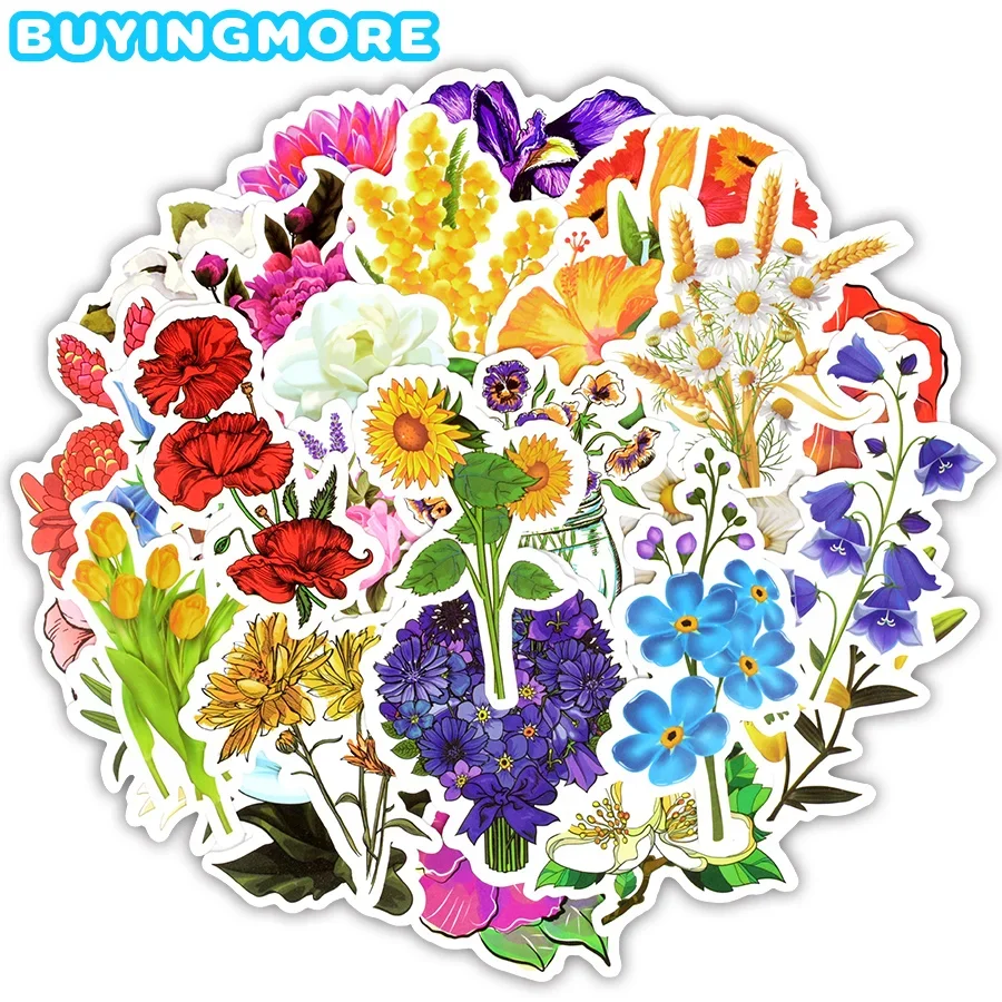 

50 шт., эстетические наклейки с цветами и растениями для детей, скрапбукинг, ноутбук, водонепроницаемая наклейка, наклейка для DIY, холодильник, гитара, чемодан
