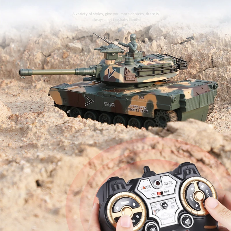 RC tank toys 2.4G remote control car tank model with cool light sound chargeable vehicle gift for children boys kids adults