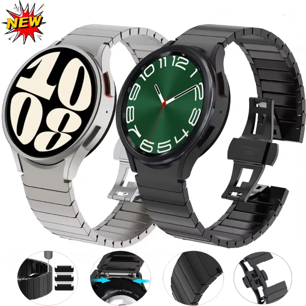 No Gap Metal Strap For Samsung Galaxy Watch 4 5 6 7 40mm 44mm Stainless Steel Band For Watch 4-6 Classic 47/46/43/42mm Bracelet