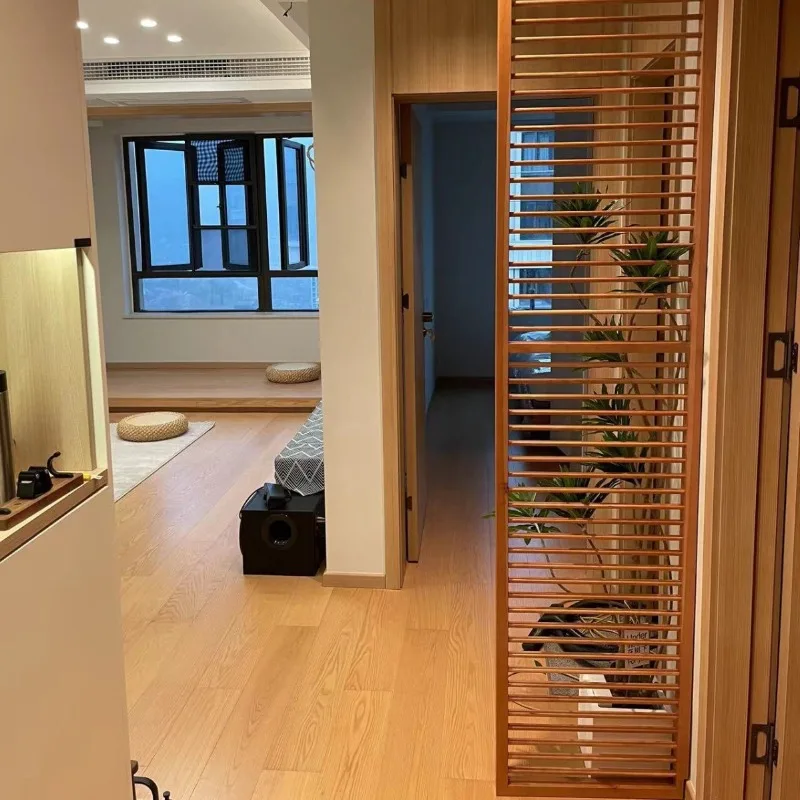 Japanese-style screen entry partition Nordic all-solid wood living room log porch