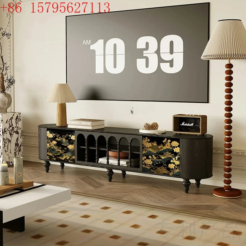 

Шкаф для телевизора из массива дерева в средневековом стиле, покрашенный боковой шкаф у стены, боковой шкаф для хранения вещей