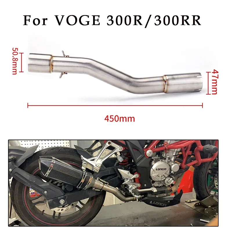

.Slip-On For VOGE 300R 300RR Motorcycle Exhaust Muffler Modify Escape Moto Stainless Steel Middle Link Pipe Connect 51mm Muffler