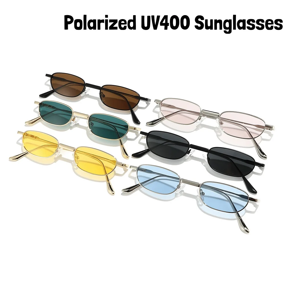 

Роскошные поляризационные солнцезащитные очки с металлической оправой, женские модные ретро-очки с маленькой овальной оправой, солнцезащитные очки UV400, солнцезащитные очки для мужчин