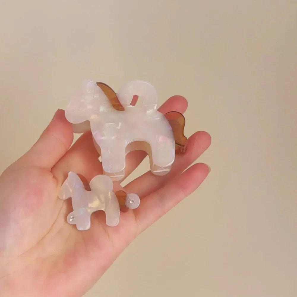 

2 PCS Acetate Hair Clip Horse Shark Clip Barrettes Waterproof Acetic Acid Hairpins Rhinestone Hair Accessories Foal Side Clip