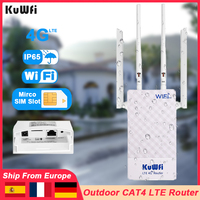 KuWfi Outdoor CAT4 4G Modem 2.4G WiFi Router LTE Router 2x Detachable Antennas with SIM Card Slot POE Port IP65 AP Mode 10 Users