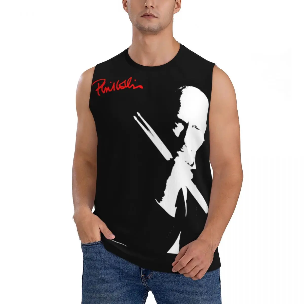 Phil Collins Men Sleeveless Tank Tops Quick Dry Breathable Gym Fitness Running Summer Casual Sport Vest