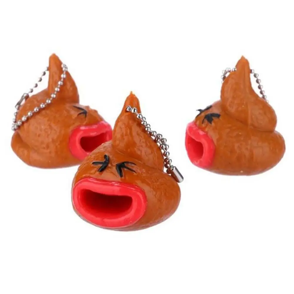 Fun Children Fidget  Keyring Antistress Emoticon  Pop Out Tongues Poop Keychains Tongue Out Poop