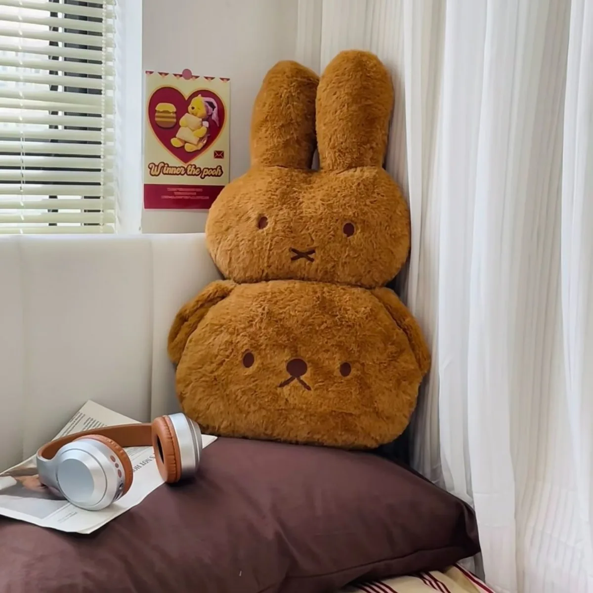 40cm Cute Cartoon Miffy Rabbit Pillow Fluffy Sofa Cushion Lightweight Bedroom Decor Portable Rest Bolster Present for Student - view 6