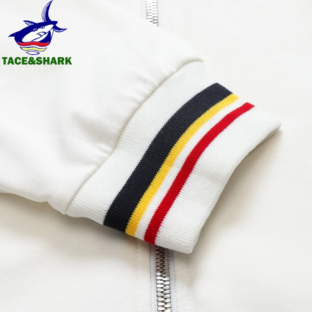 TACE&SHARK Casual Cotton Blue White Military Jacket Coats Fashion Zipper Jackets Men Embroidery Outerwear Clothing