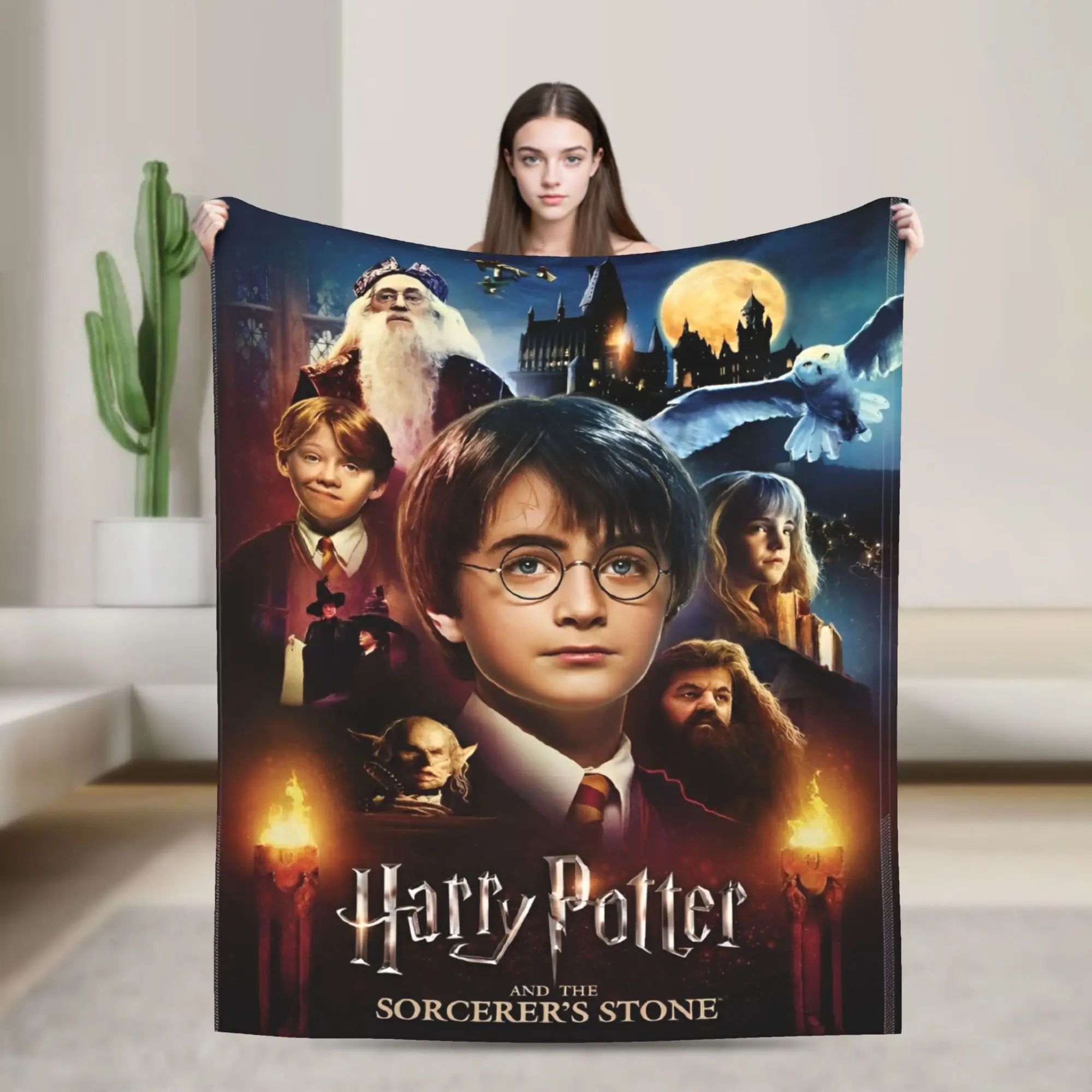 H-HARRY فيلم البطانيات P-POTTER الدافئة مريحة أفخم الفراش يلقي لغرفة النوم نزهة الفانيلا المفرش غطاء السرير