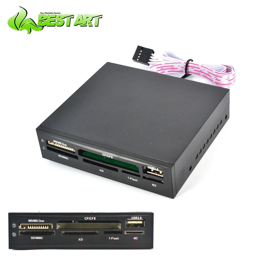 

PC Case Inbuilt Card Reader USB HUB CF MS DUO SD MMC XD M2 T-Flash Memory Card Writer Adapater for 3.5inch HDD Hard Disk Drive