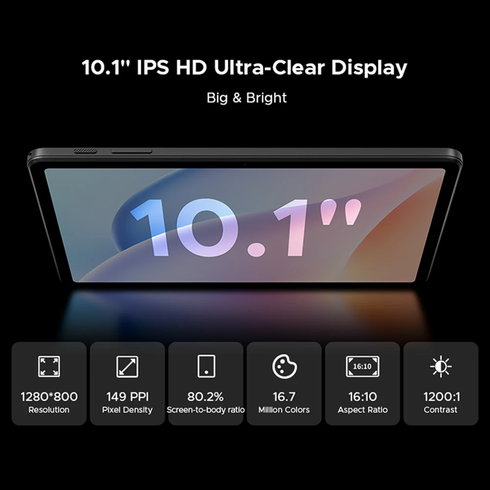 DOOGEE Tab A9 Tablet Display HD da 10.1" Android 15 12GB RAM 64GB ROM 6580mAh Batteria Doppi altoparlanti 8MP + 5MP Pad PC 2 in 1 Tablet