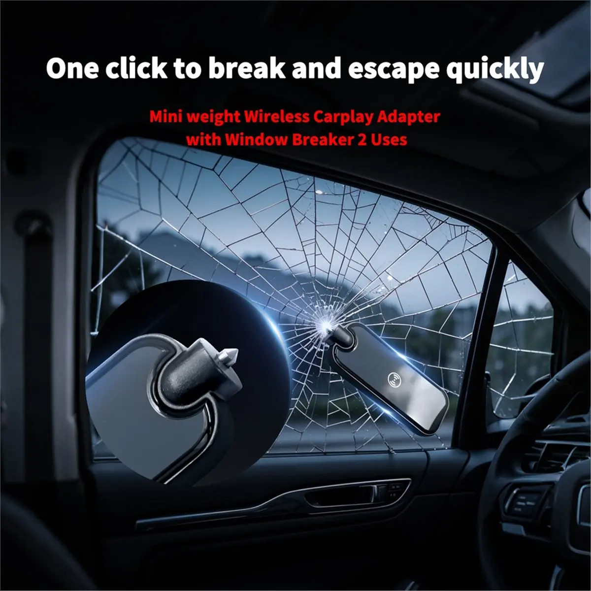 A86G NEW Wireless CarPlay Adapter Car Tv Mate Wired to Wireless Carplay Instant Connectivity Emergency Window Breaker for Cars