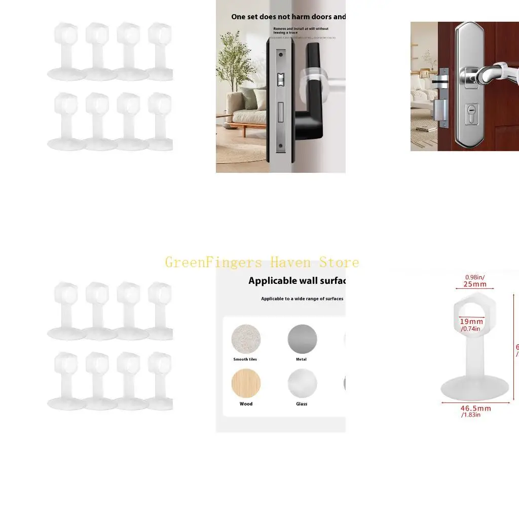 F68D Reusable Adhesive Door Stoppers Transparents Space Savers For Various Room Types