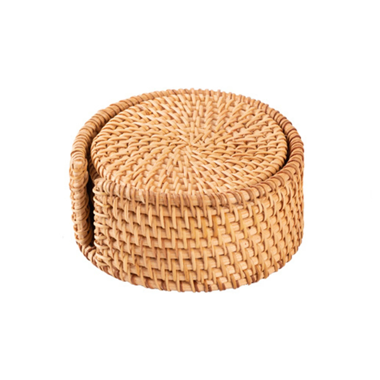 Handcrafted Rattan Coasters Set Golden Color Diameter 8/10/13/16/18/20cm Perfect Addition to Your Table Setting