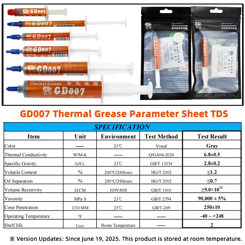 GD007 Thermal Conductive Grease Paste Plaster Heat Sink Compound Gray for CPU GPU Net Weight 1/3/7/15/30 Grams SSY