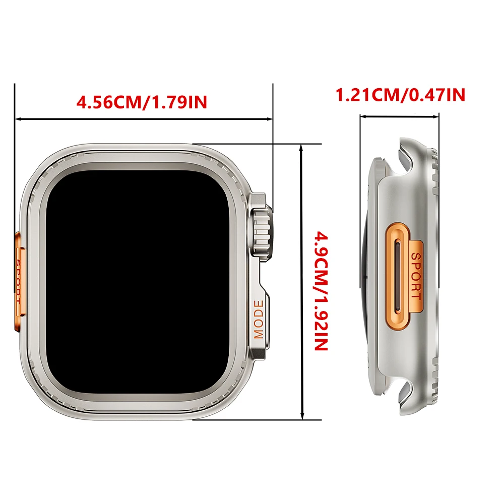 Stoßstangen-Metallgehäuse für Apple Watch Ultra 2 49 mm, 46 mm, 45 mm, 44 mm, kein Bildschirm, Glasabdeckung für iWatch-Serie 10, 9, 8, 7, 6, 5 SE-Zubehör