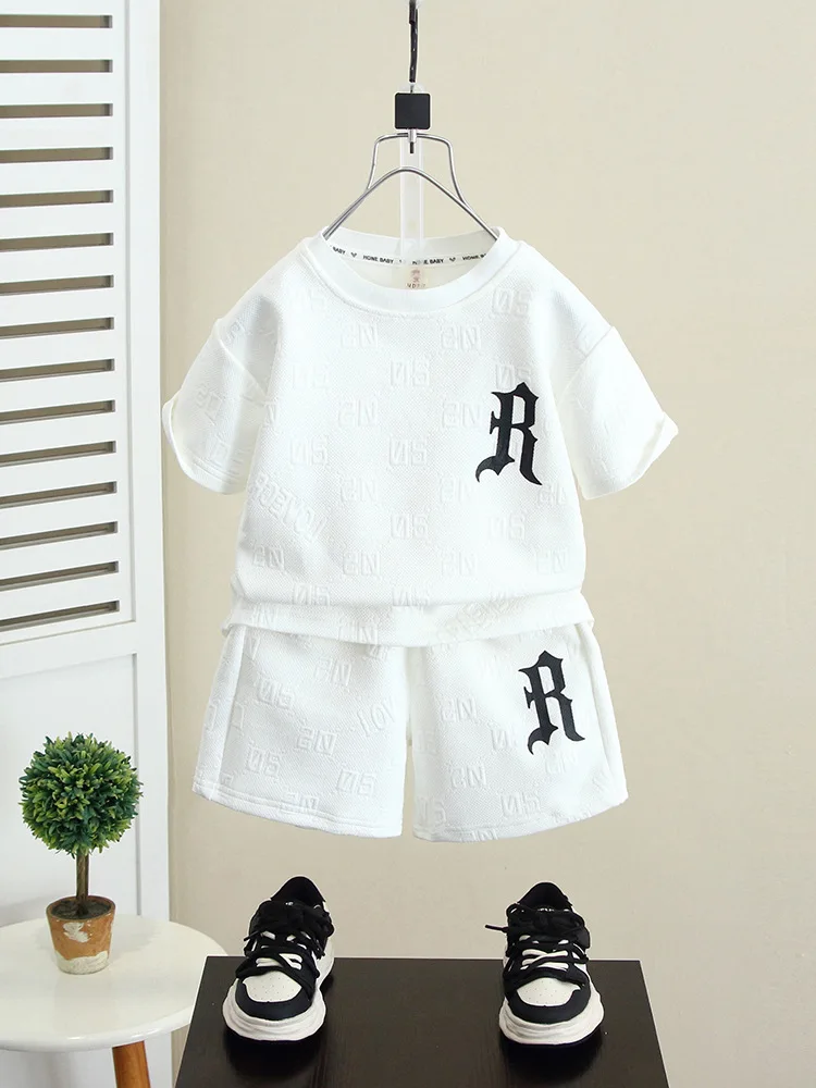 

New Boy Summer Suit Children Streetwear Short Sleeve T-Shirt + Shorts 2 piece Suits kids Sports Set Loose Outfits 2-11Years