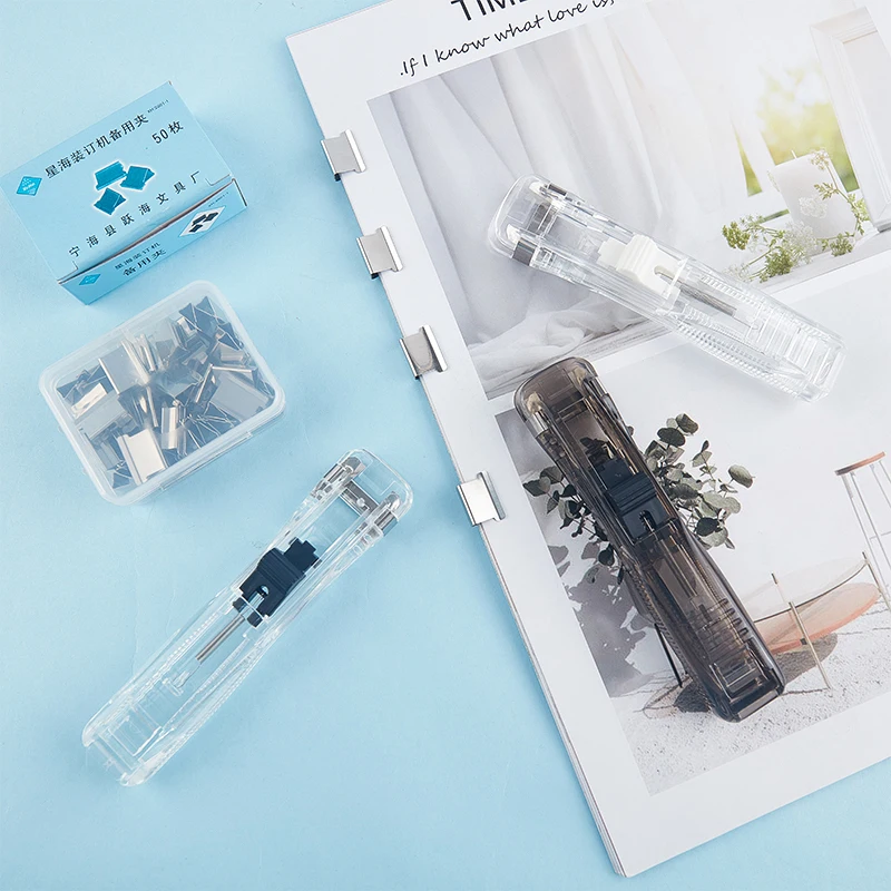 Manual Paper Clip With Refill Metal Stapler Paper Clip For File Binding Stationery Portable Practical Metal Stapler Paper Clip