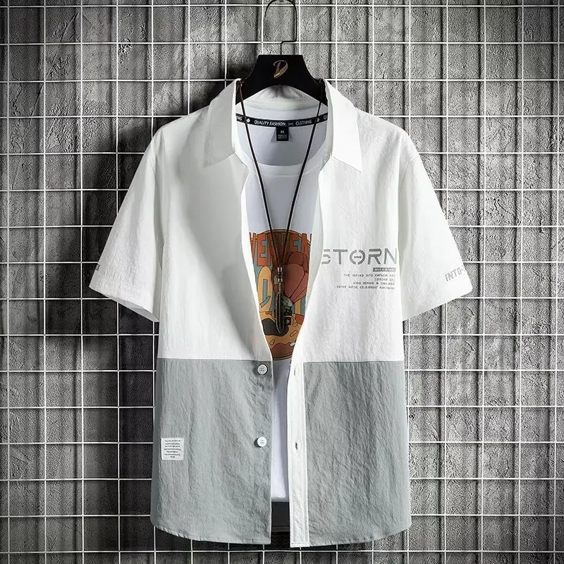 

Men's Summer Thin Casual Ice Silk Half-length Short-sleeved Shirt Lightweight Durable Workwear Jacket for Daily Wear