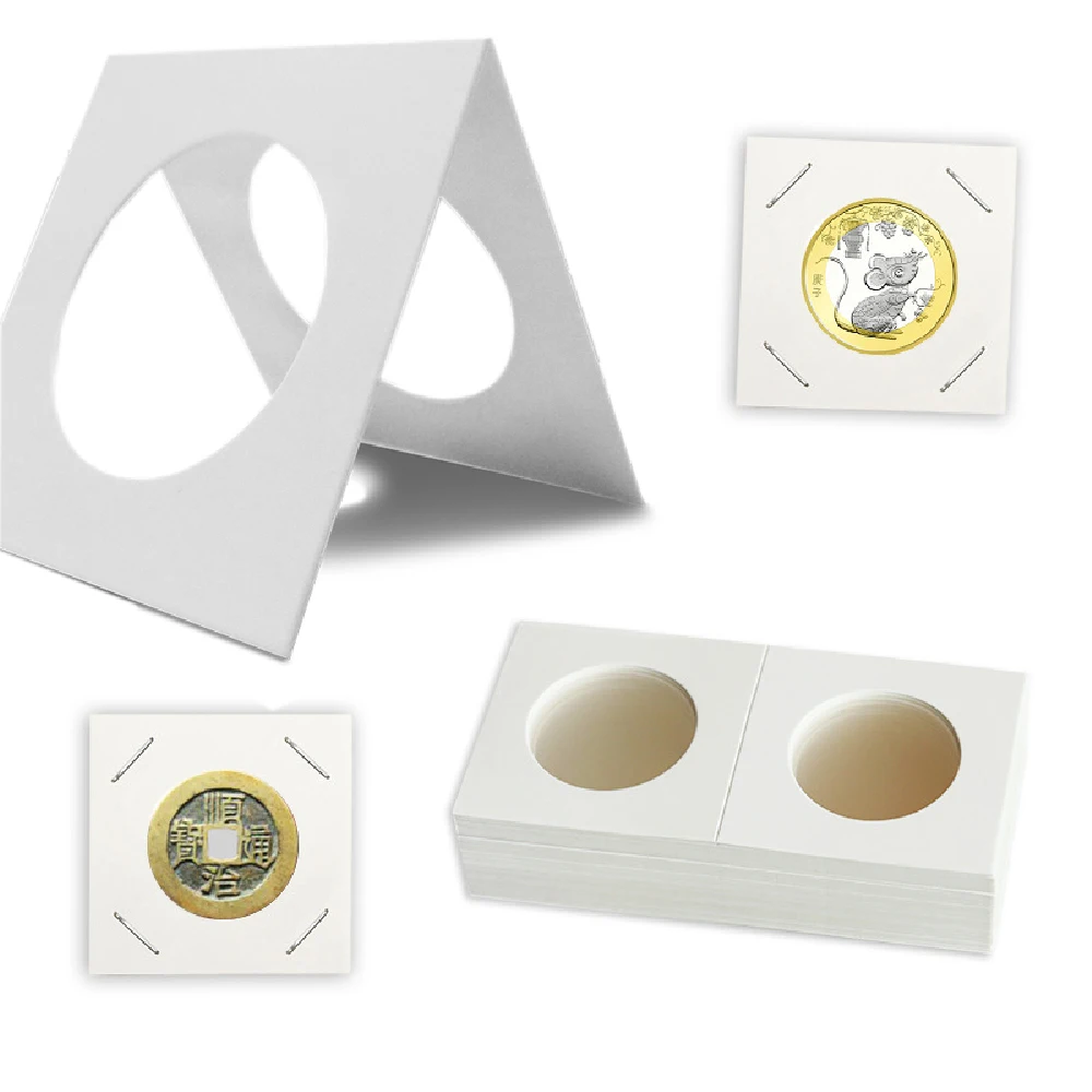 Cardboard Coin Holder Flip  2 by 2 Inch for Coin Collection (8 Sizes choice) Staple Coin Holder Display For wholesale