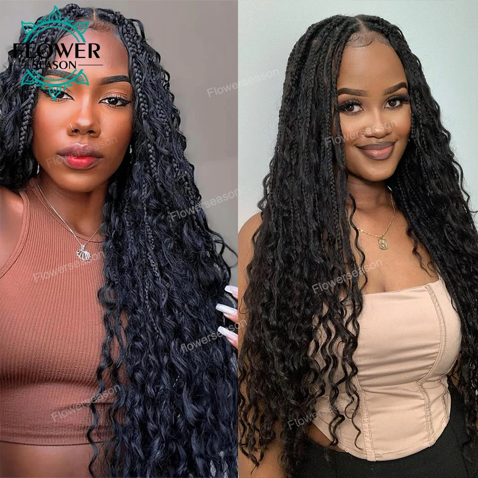 Braided Bundles Human Hair Extension 150g/set Box Braids Human Hair Weave Bundles 1/3/4 pcs Braids Hair with Curls Double Weft