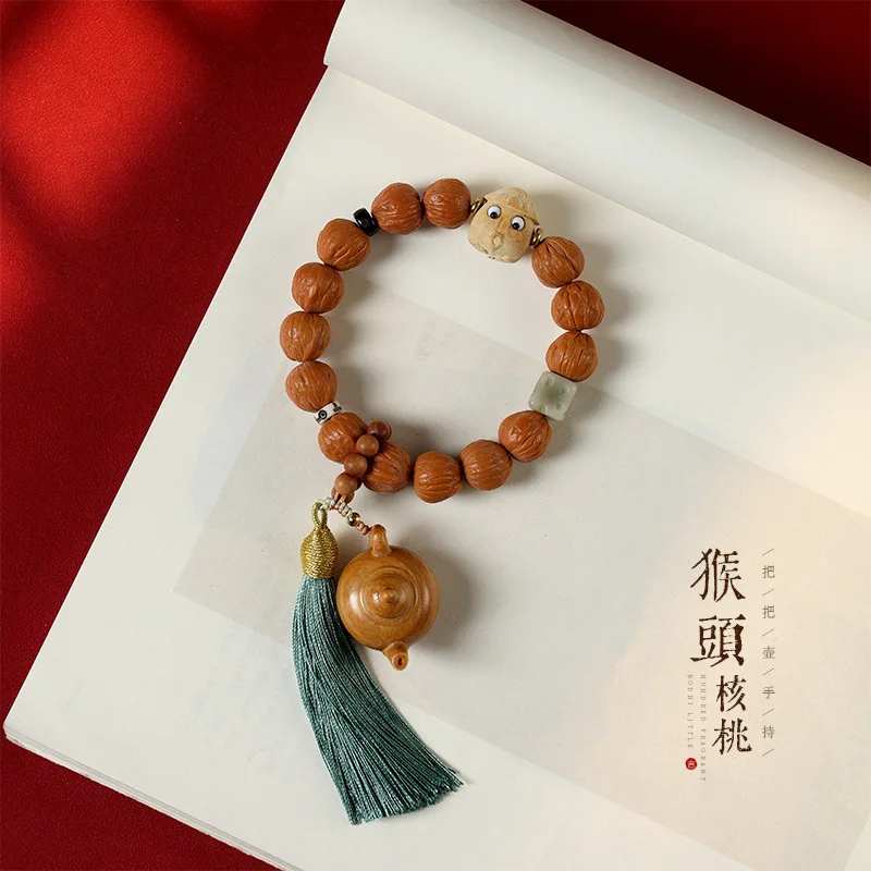 

Phoenix Feather Small Walnut Bracelet Wealthy Monkey Head Men And Women Cultural Single Circle Handle Pot Plate Play Buddha Hand