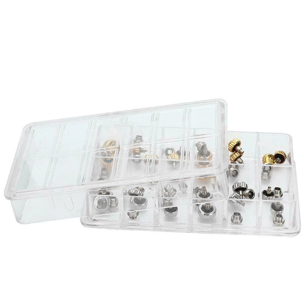 40PCS Watch Crowns Watch Waterproof Replacement Assorted Repair Tools with Box