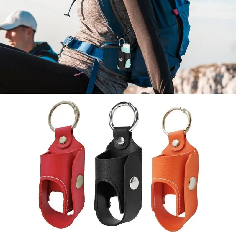 Portable Inhaler Holder Outdoor L-shaped Leather Inhaler Case Keychain for breath spray bottle storage protection bag Tool