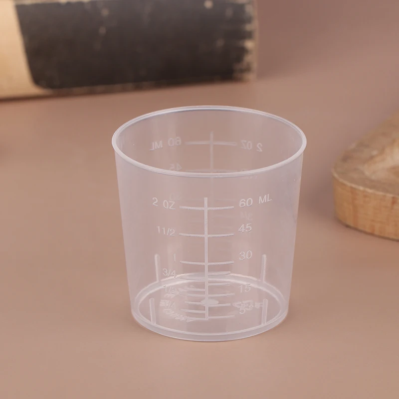 10Pcs 60ML Measuring Cup Transparent Plastic Scale Beaker Cups Lab Graduated Liquid Container Without Handle Kitchen Baking Tool