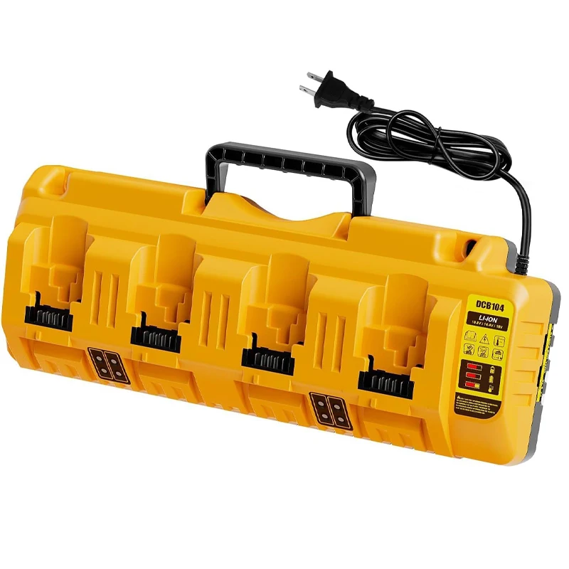 DCB104 4-Ports Rapid Charger for Dewalt 12V 14.4V 18V 20V Li-ion Battery Dual USB Simultaneous Charging For DCB200 DCB606 DCB126