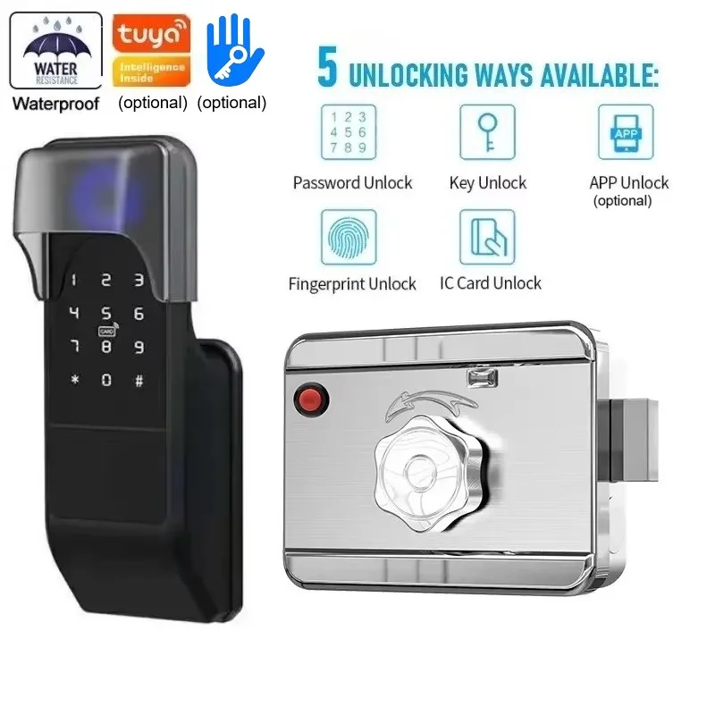 

Tuya/TTlock APP Unlock Smart Door Lock Waterproof Courtyard Electronic Door Lock Fingerprint Password IC Card NFC Remote Unlock