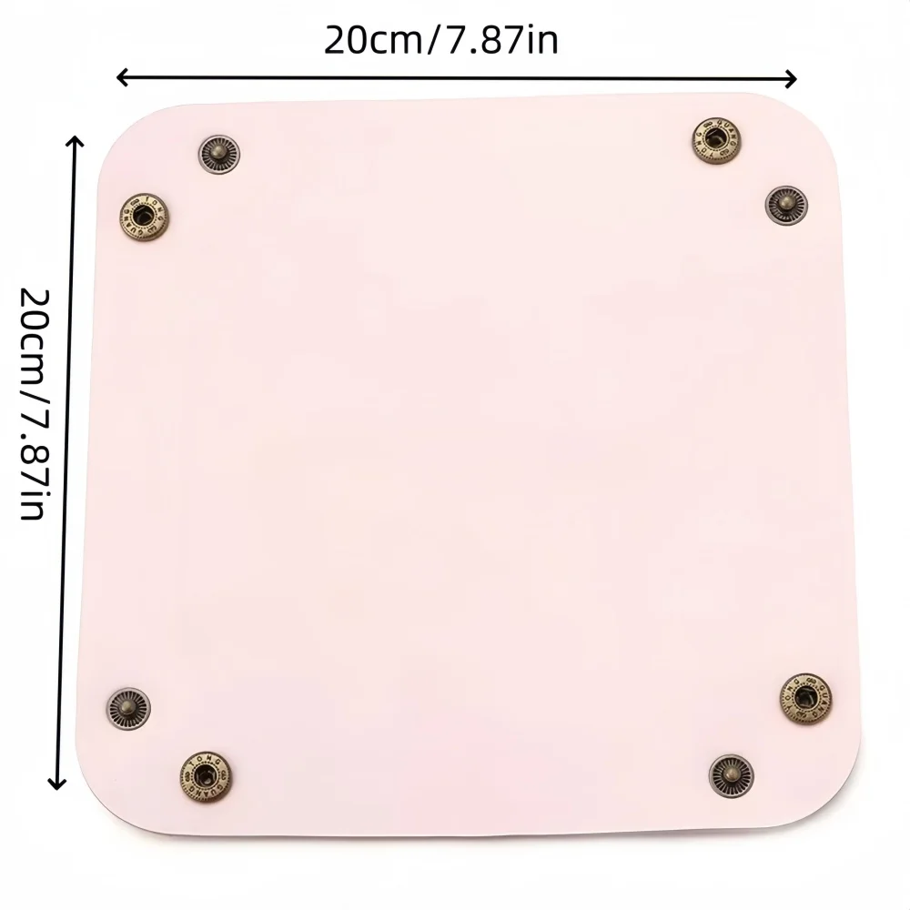 Portable 20X20cm Leather Tray Large Capacity Foldable Table Storage Box Square Storage Tray for Jewelry Phone Key Wallet Coin