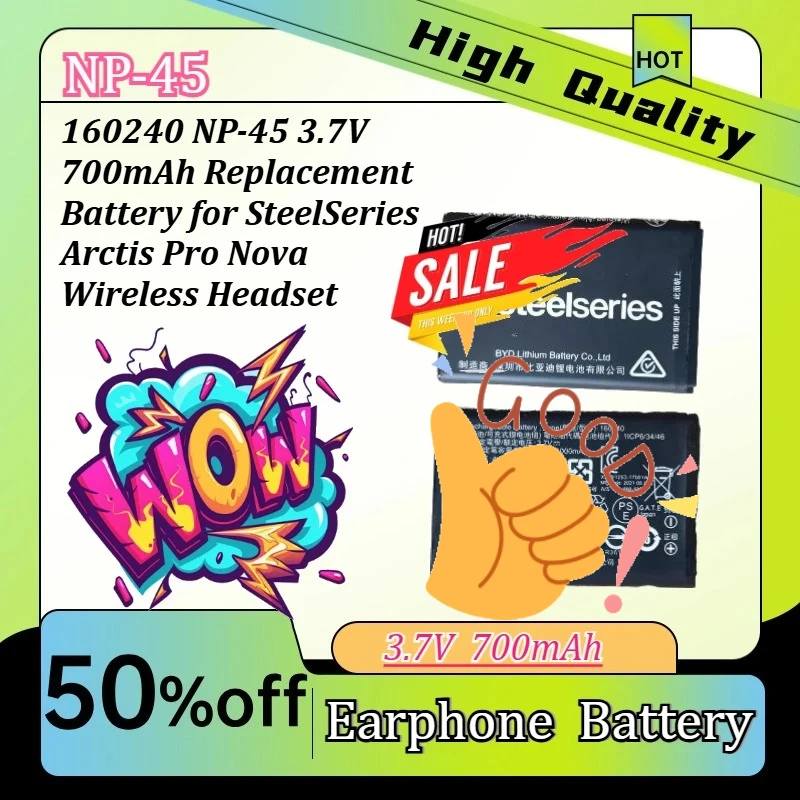 1000mAh High quality 160240 NP-45 4.2V  Replacement Battery for SteelSeries Arctis Pro Nova Wireless Headset