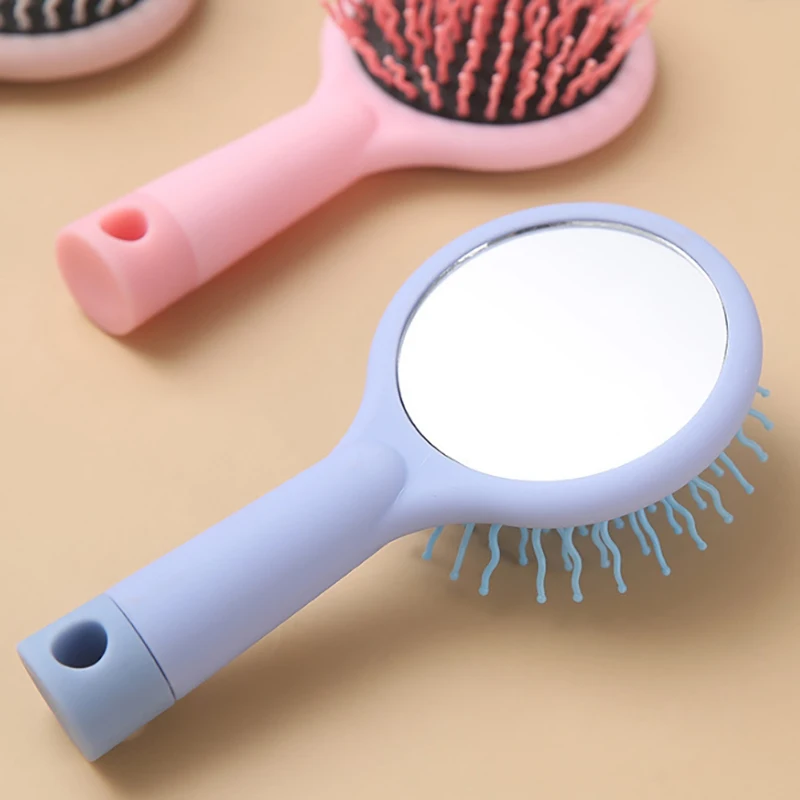 1Pcs Cartoon Makeup Mirror Handheld Double-sided Airbag Comb For Women Portable Mirror Air Cushion Comb Girls Tool